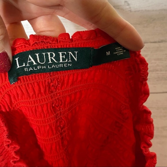 Ralph Lauren Off Shoulder Blouse Women Peasant Long Sleeve Embroidered Medium - Picture 10 of 10